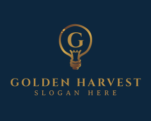 Gold Light Bulb logo design