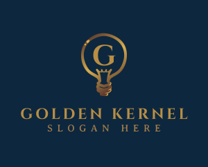 Gold Light Bulb logo design