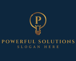 Gold Light Bulb logo design