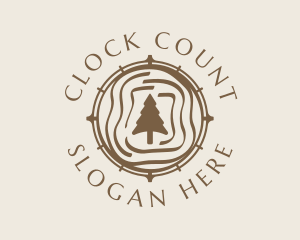 Brown Clock Tree  logo design