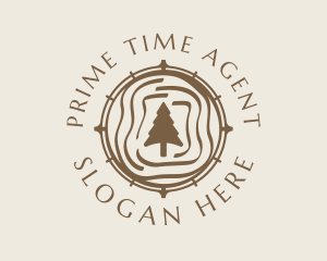 Brown Clock Tree  logo design