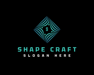 Technology Diamond Swirl logo design