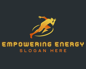 Human Lightning Bolt logo design