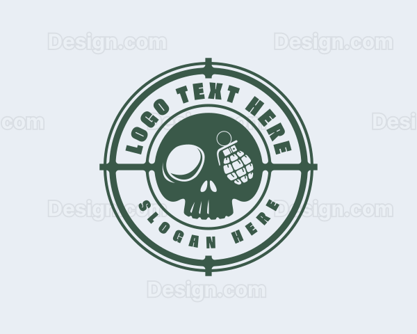 Skull Military Grenade Logo