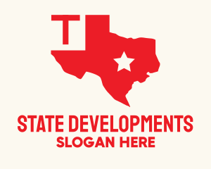 Red Texas State Map logo design