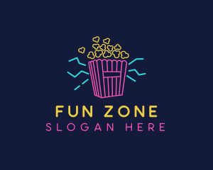 Neon Popcorn Snack logo design