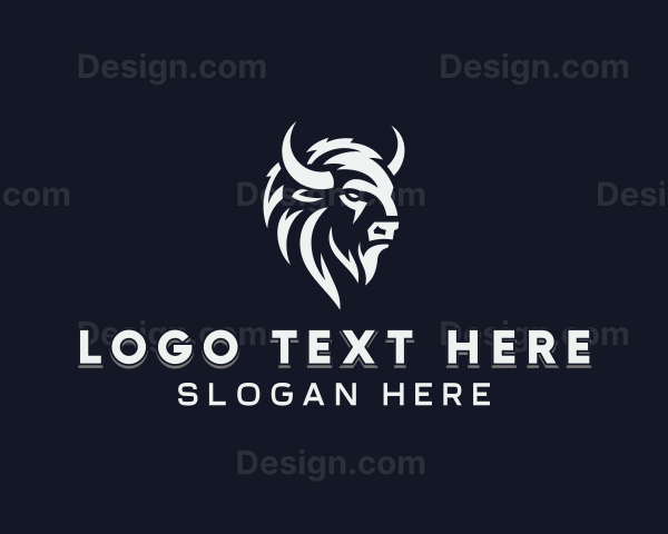 Wild Bison Animal Logo