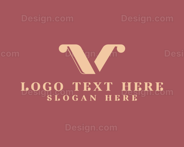 Vintage Feminine Letter V Logo