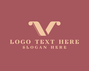 Vintage Feminine Letter V Logo