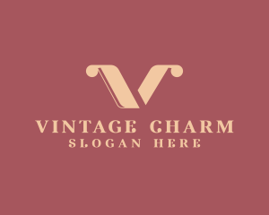 Vintage Feminine Letter V logo design