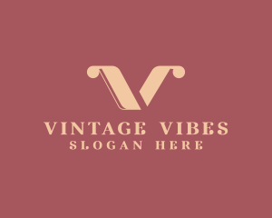 Vintage Feminine Letter V logo design