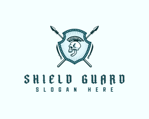 Shield Spear Skull logo design