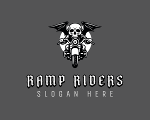 Skull Biker Wings logo design