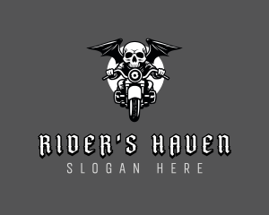 Skull Biker Wings logo design