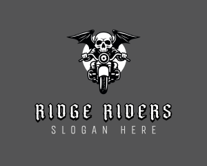 Skull Biker Wings logo design