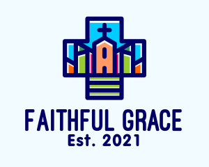 Multicolor Catholic Church  logo design