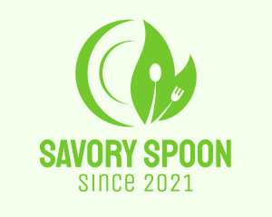Green Fork Spoon Plate logo design