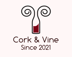 Swirly Wine Bottle  logo design