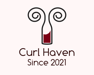 Swirly Wine Bottle  logo design