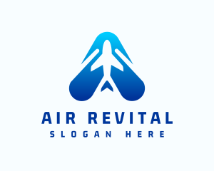 Airplane Aviation Letter A logo design