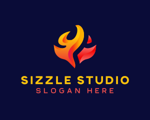 Gradient Fire Flame logo design