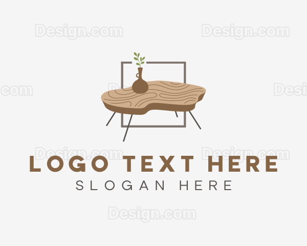 Wood Table Furniture Logo