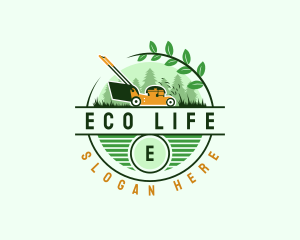 Lawn Mower Landscaping Eco logo design