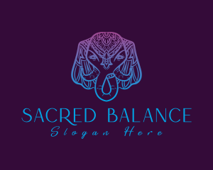 Mandala Elephant Gradient logo design