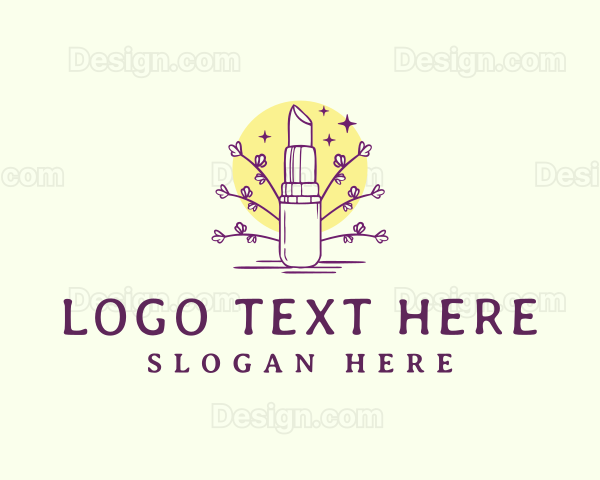 Floral Lipstick Makeup Logo