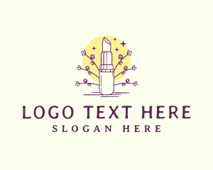 Floral Lipstick Makeup Logo