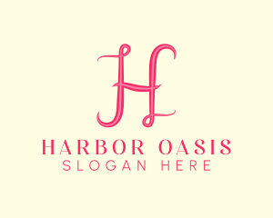 Fancy Pink Letter H logo design