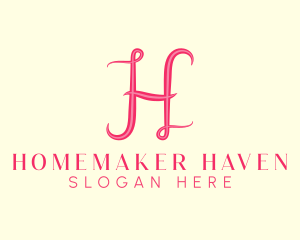 Fancy Pink Letter H logo design