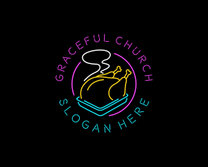 Neon Grilled Chicken Logo