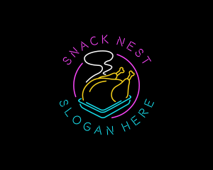 Neon Grilled Chicken logo design