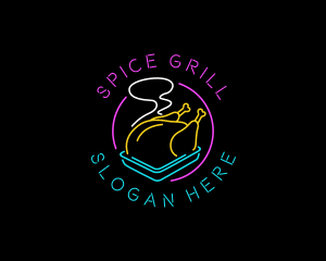 Neon Grilled Chicken logo design