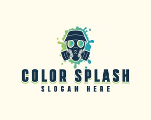 Gas Mask Graffiti Splatter logo design