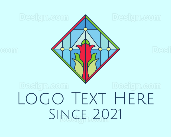 Floral Stained Glass Window Logo