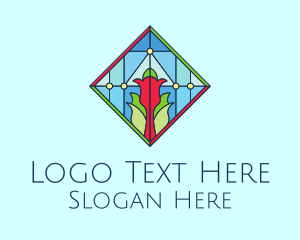 Floral Stained Glass Window Logo