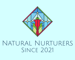 Floral Stained Glass Window logo design