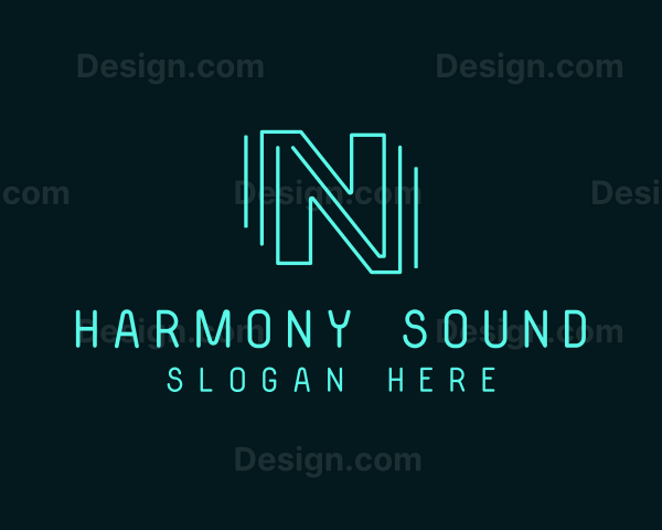 Neon Soundwaves DJ Logo
