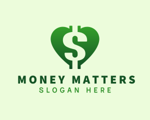 Dollar Currency Heart logo design