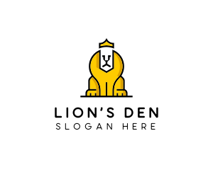 Lion Sphinx Crown logo design