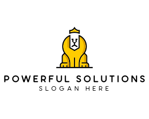 Lion Sphinx Crown logo design