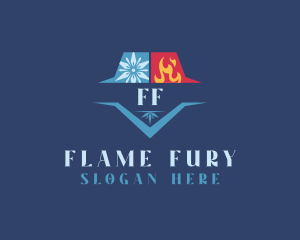 Fire Snowflake HVAC logo design