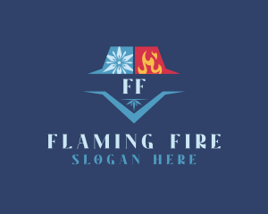 Fire Snowflake HVAC logo design