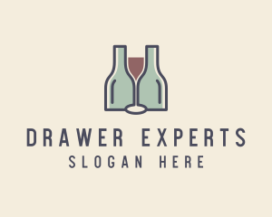 Bottle Glass Winery logo design