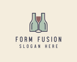 Bottle Glass Winery logo design