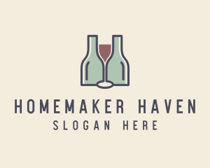 Bottle Glass Winery logo design