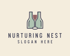 Bottle Glass Winery logo design