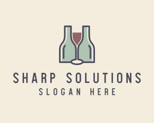 Bottle Glass Winery logo design